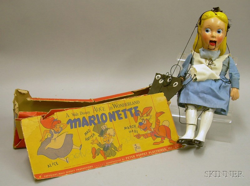 Appraisal: Disney Alice in Wonderland Marionette in Maker's Box by Peter