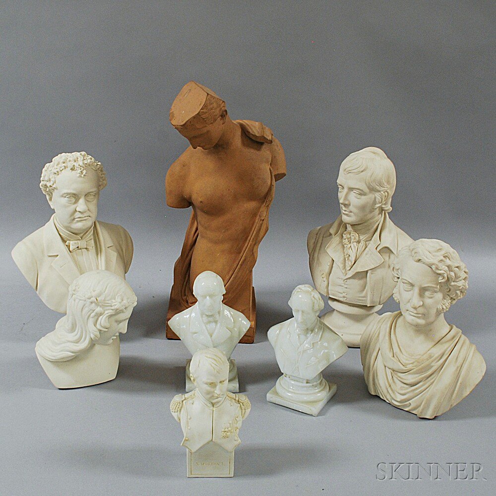 Appraisal: Eight Miscellaneous Busts mostly England th century two milk glass