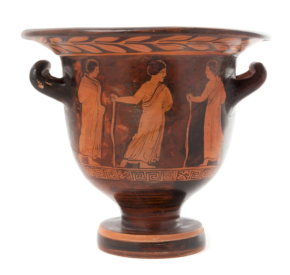 Appraisal: A Lucanian Red Figured Bell Krater A Lucanian Red Figured