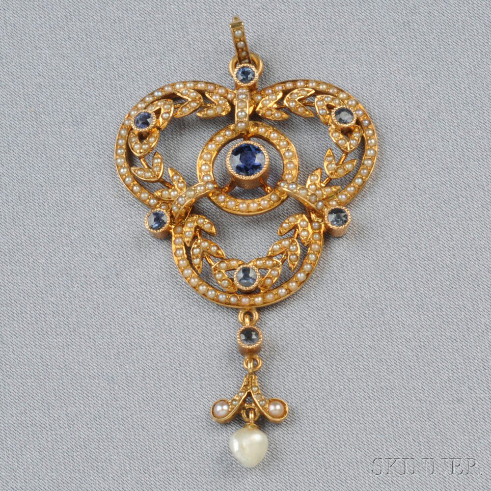 Appraisal: Edwardian kt Gold Gem-set Pendant designed as a trefoil set