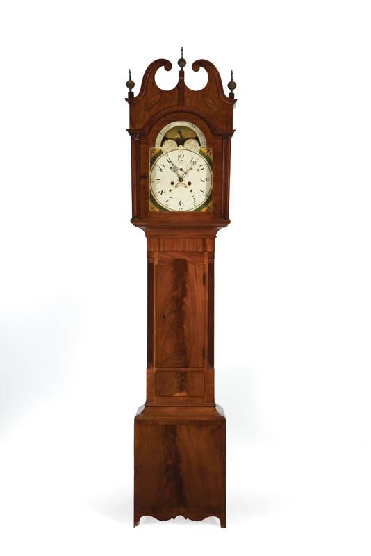 Appraisal: HEPPLEWHITE TALL CASE CLOCK Probably Pennsylvania early th century mahogany