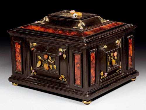 Appraisal: JEWELLERY CASKET late Renaissance partly from old elements Florence Ebonised