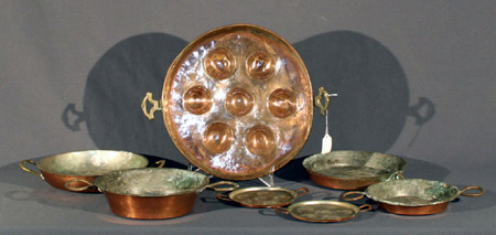 Appraisal: Group of Eight Copper Egg Poachers and Three Saucepans th