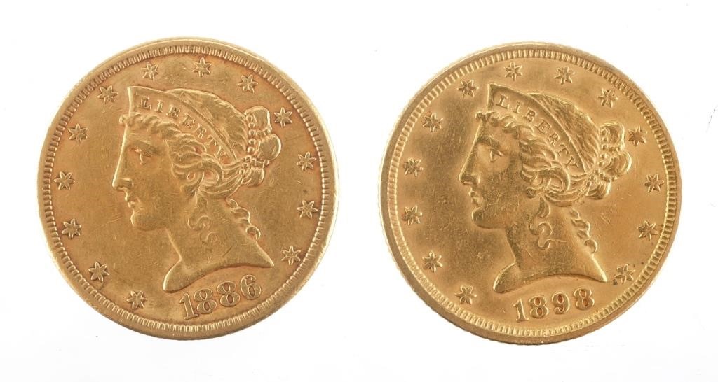 Appraisal: -S and gold half eagles circulated One of several gold