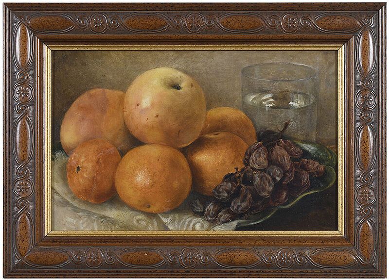 Appraisal: British School Painting th century Still Life of Oranges Raisins