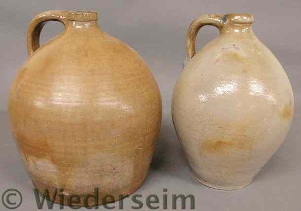 Appraisal: Large three-gallon stoneware jug and an ovoid two-gallon jug each