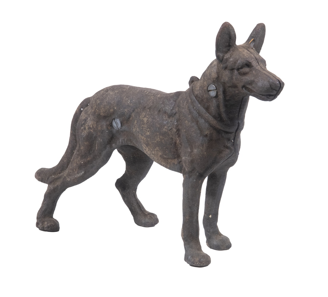 Appraisal: CAST IRON GERMAN SHEPHERD DOOR STOP Vintage Rin Tin Tin