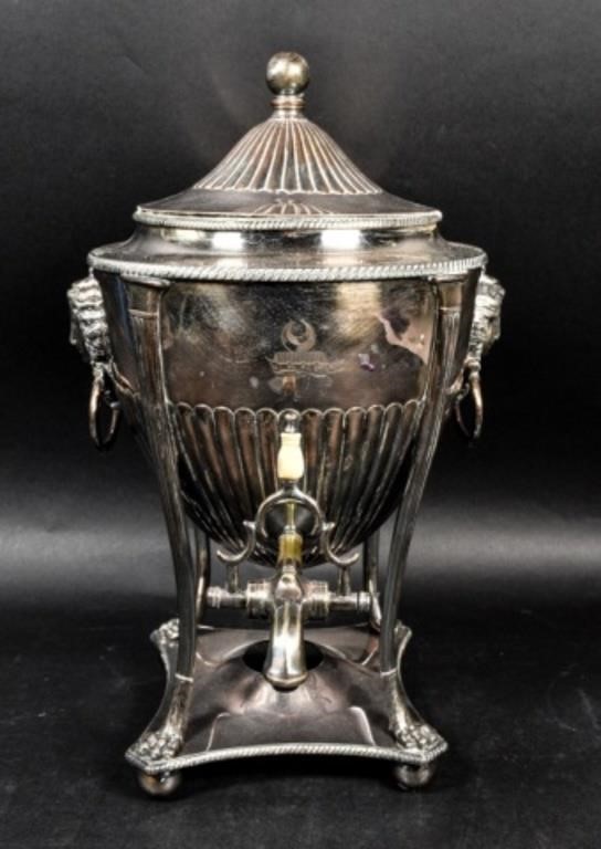 Appraisal: English Neoclassical silverplate coffee urn English Late th Early th