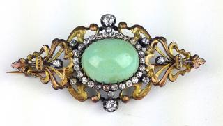 Appraisal: Antique mid th c gold openwork brooch having oval prong