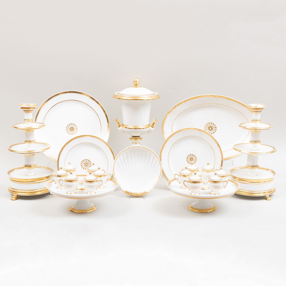 Appraisal: Group of Paris Porcelain Gold Band Serving Pieces Comprising A