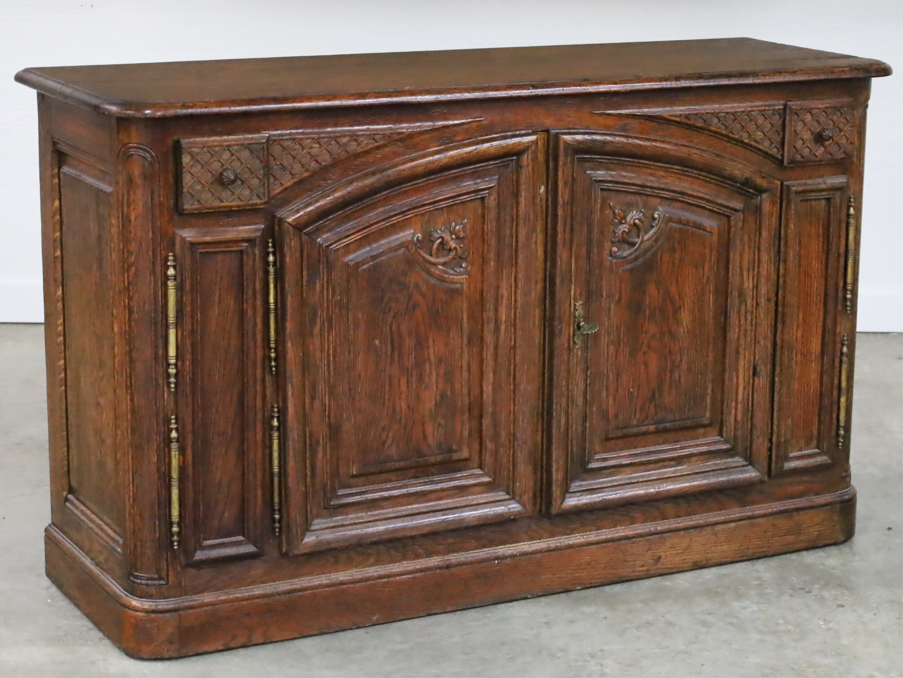 Appraisal: FRENCH PROVINCIAL STYLE OAK BUFFET French provincial style oak buffet