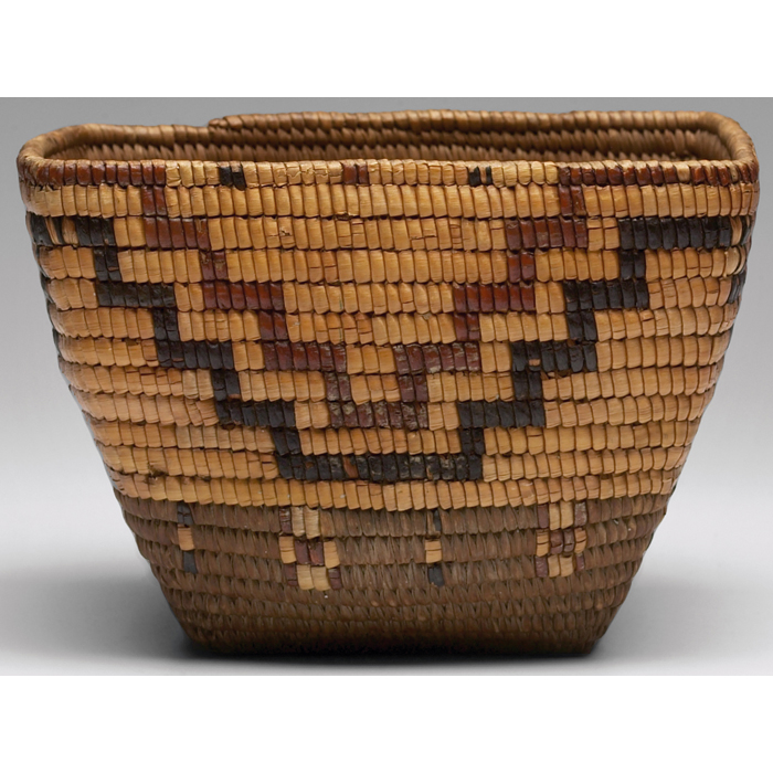 Appraisal: Native American basket squared and tapered shape with a polychrome