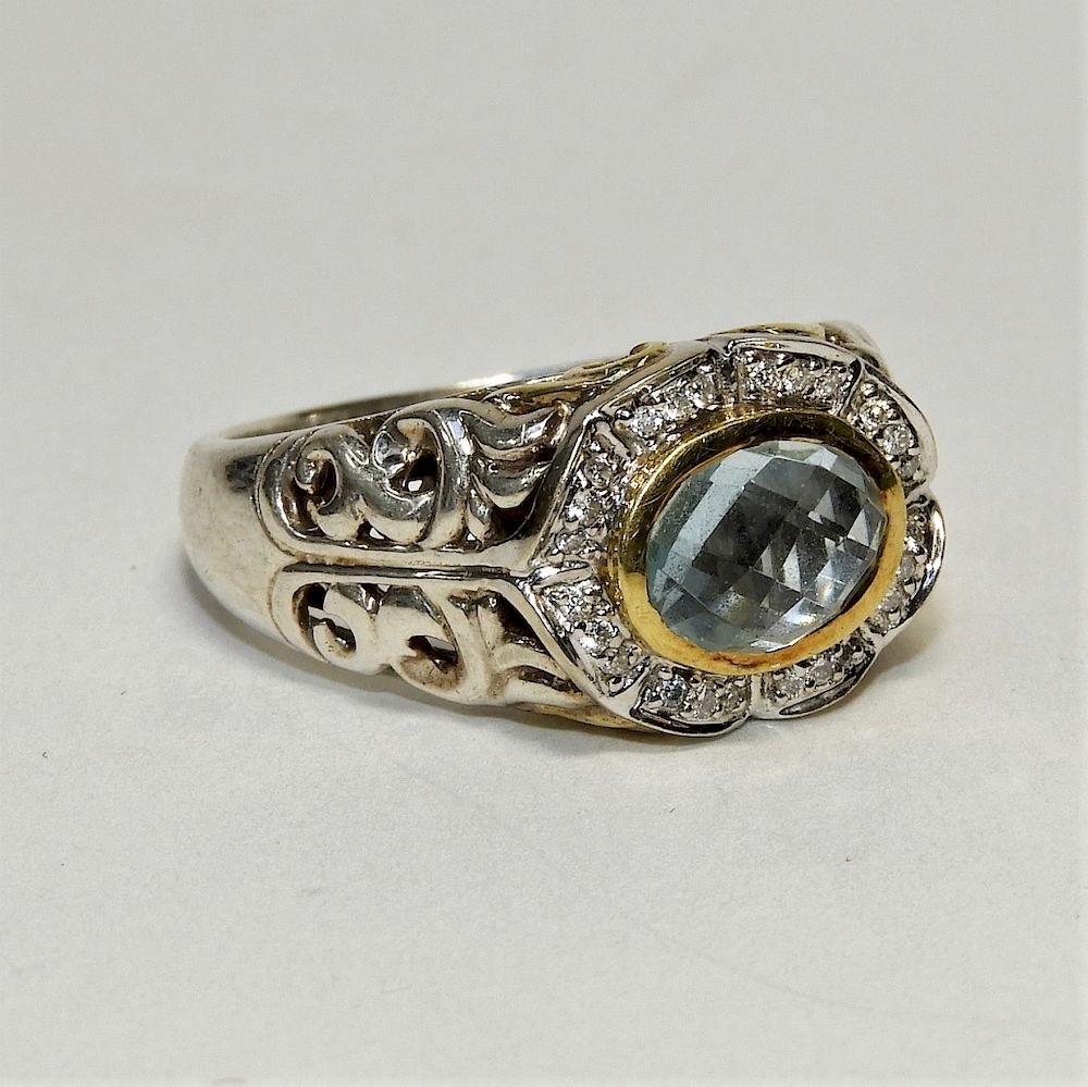 Appraisal: C Krypell K Gold Sterling Topaz Diamond Ring United States