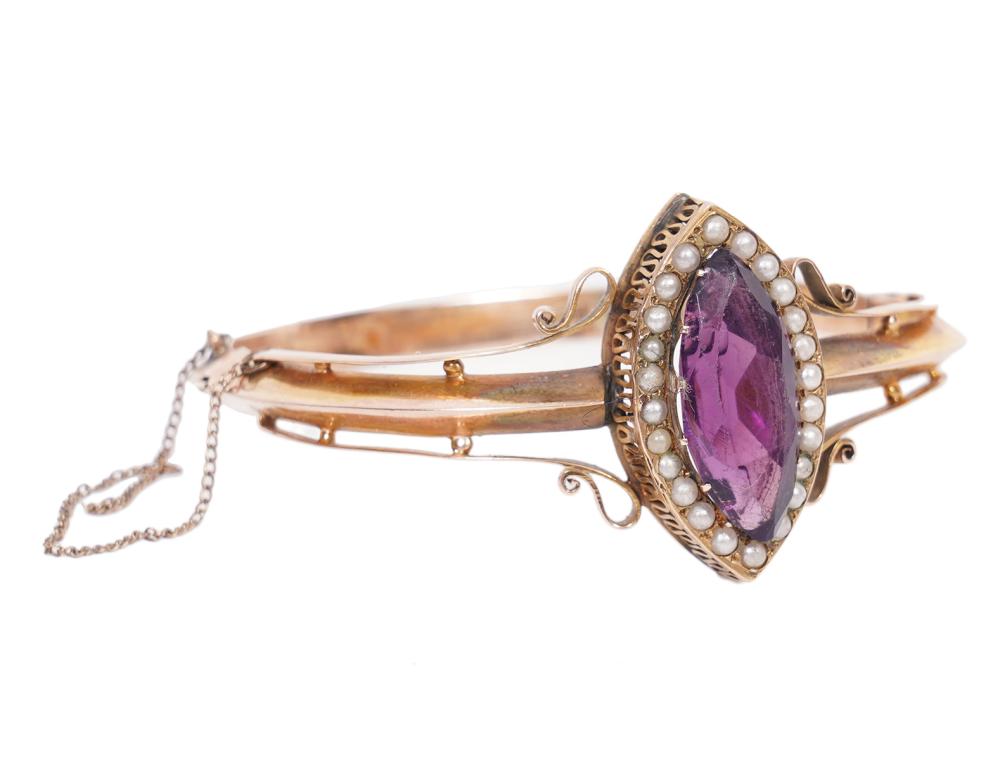 Appraisal: ENGLISH K YG AMETHYST VICTORIAN BRACELETEnglish Victorian K yellow gold