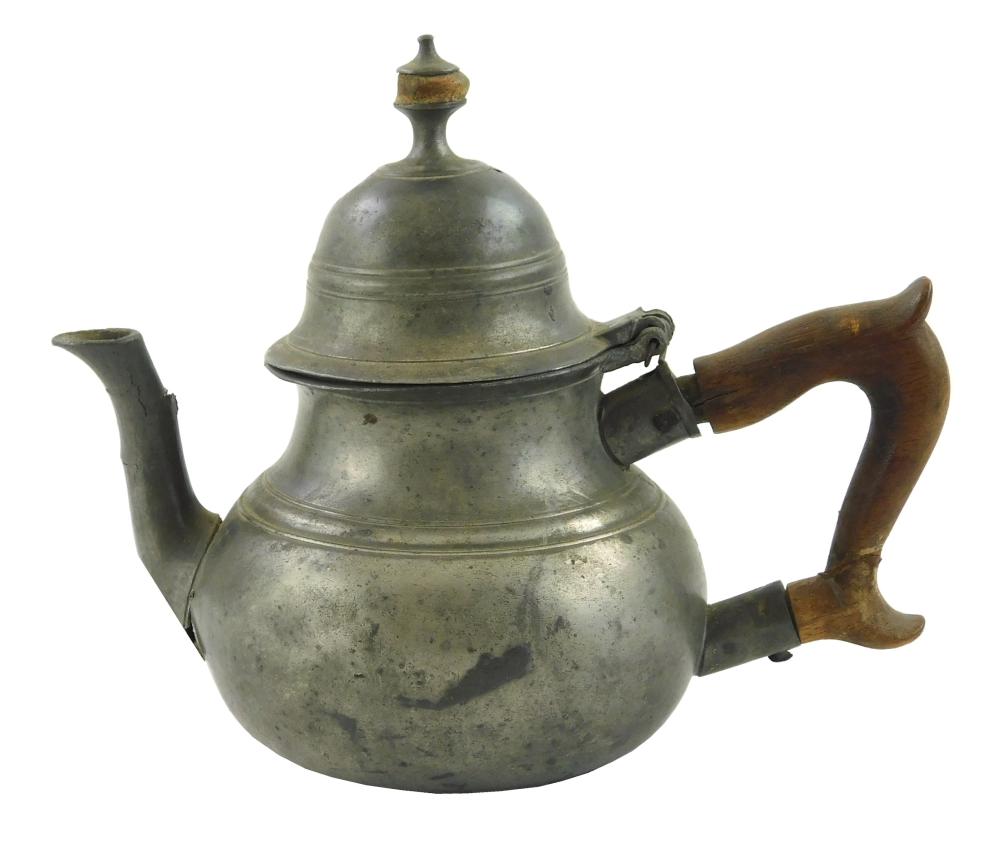 Appraisal: American pewter teapot attributed to William Will Philadelphia - Queen