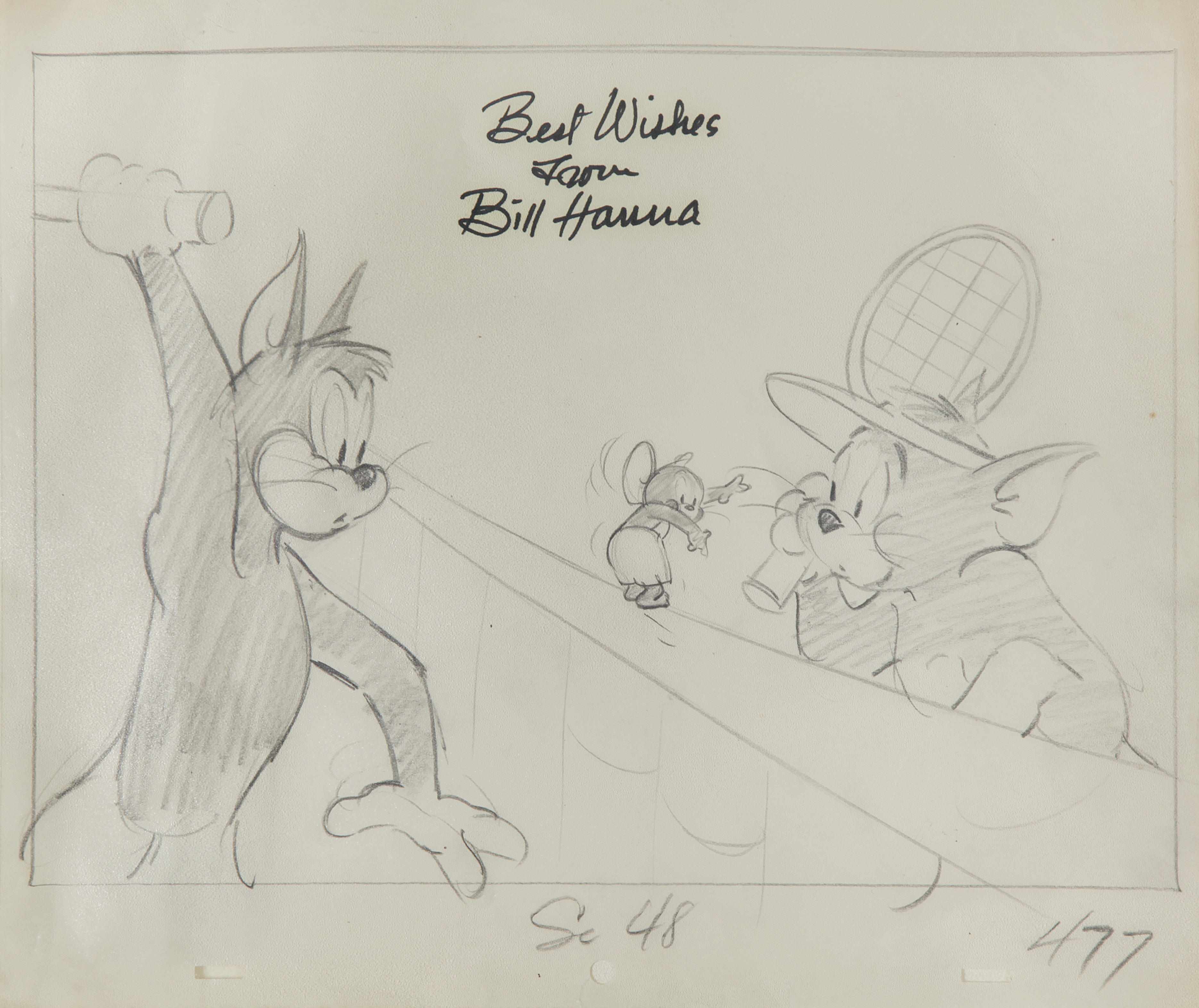 Appraisal: Animation Art A Hanna-Barbera drawing of Tom and Jerry from