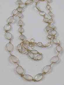 Appraisal: A moonstone necklace set in yellow metal tests ct gold