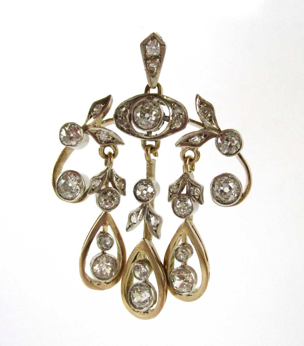 Appraisal: EDWARDIAN THEMED DIAMOND LAVALIER PENDANT with copy of PGL appraisal