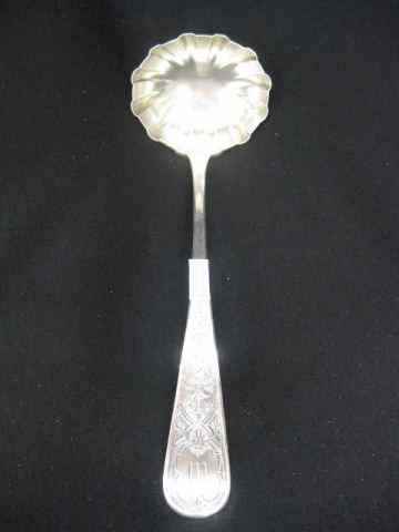 Appraisal: Tiffany Sterling Silver Soup Ladle fancy bright cut design scalloped