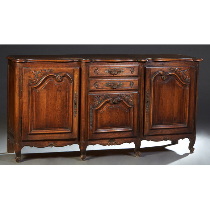 Appraisal: French Provincial Louis XV Style Carved Oak Sideboard late th