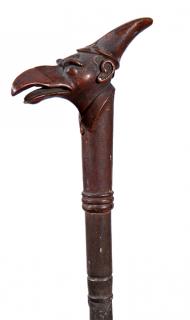 Appraisal: Creature Folk-Art Cane Ca A one-piece carved hardwood cane with