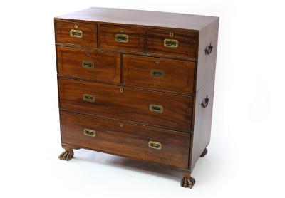 Appraisal: An early th Century camphor wood campaign chest fitted an