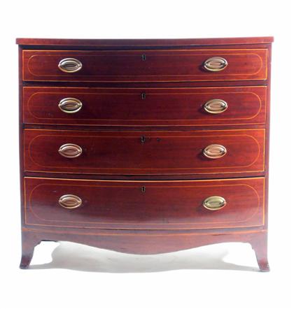 Appraisal: Federal mahogany bow front chest of drawers Rectangular top with