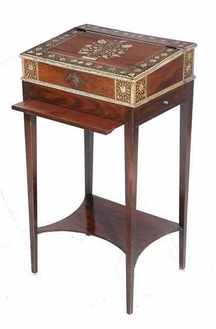 Appraisal: AN ANGLO INDIAN VISHAKHAPATNAM IVORY INLAID AND ROSEWOOD WRITING BOX