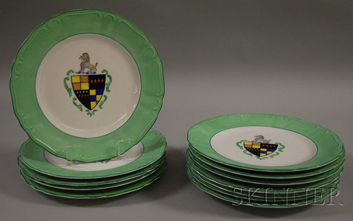 Appraisal: Set of Twelve Hand-painted Armorial-decorated Porcelain Dinner Service Plates