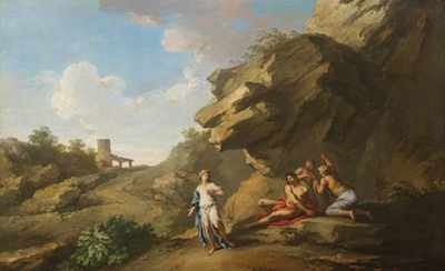 Appraisal: Italian School th Century Unsigned landscape with figures Oil on