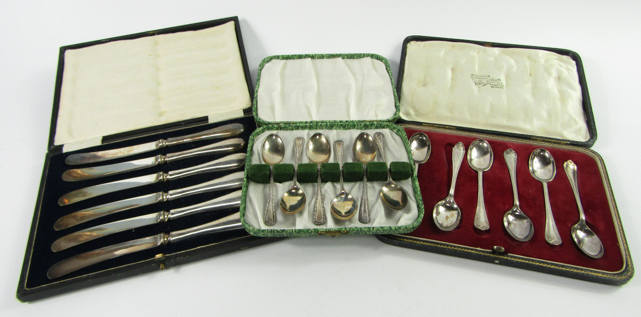 Appraisal: A set of six silver coffee spoons Sheffield in a