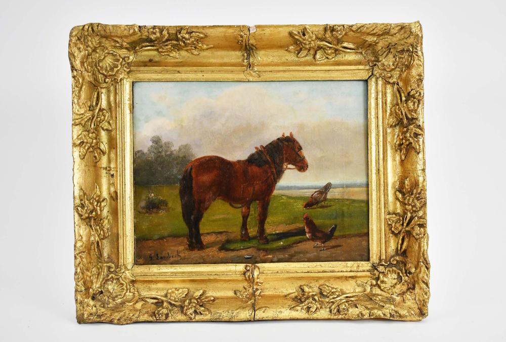 Appraisal: ENGLISH SCHOOL TH CENTURY PAINTINGBucolic Scene with Draft Horse and