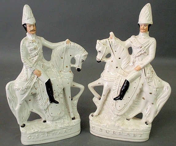 Appraisal: Two Staffordshire figures on horseback of H Stewart and G