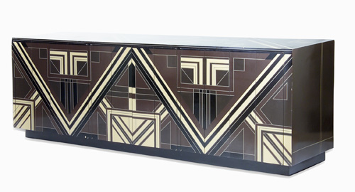 Appraisal: STUDIO MODERN Custom-designed credenza its top and six bi-fold doors