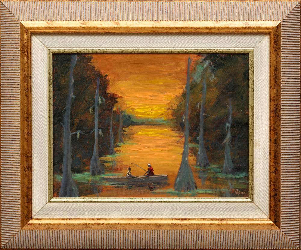 Appraisal: Ted Ellis American Louisiana b Pirogue Country oil on canvas