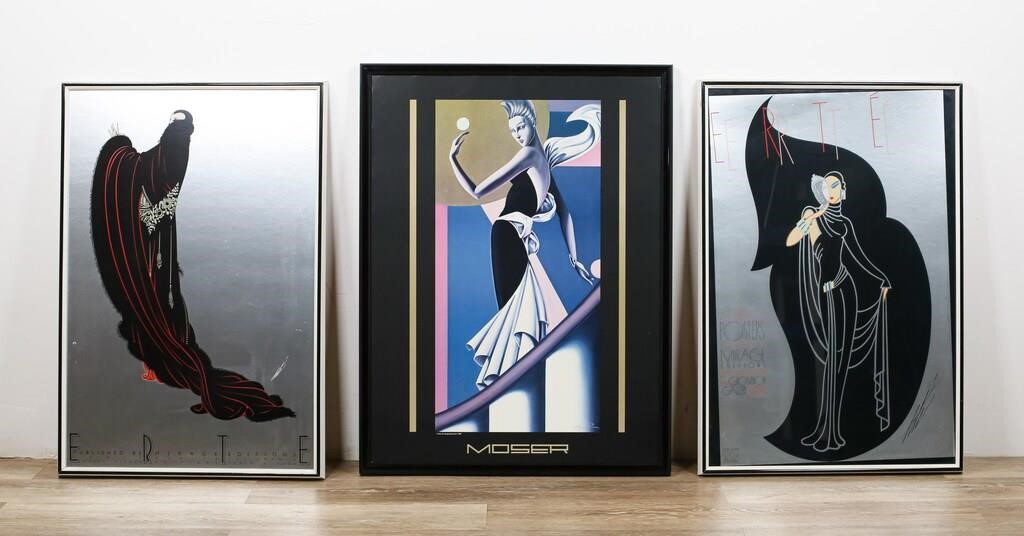 Appraisal: Erte framed posters published by Mirage Editions - with glass