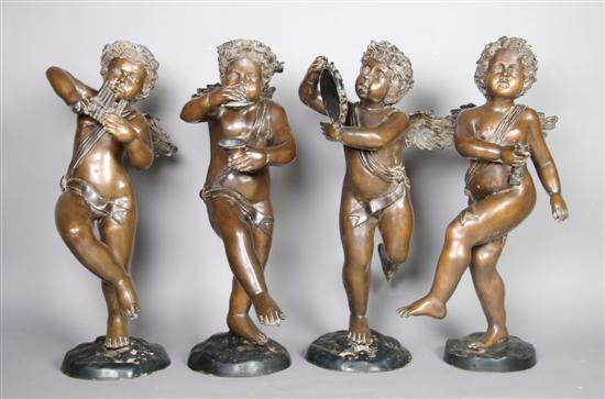 Appraisal: A Set of Four Italian Bronze Figures Height inches