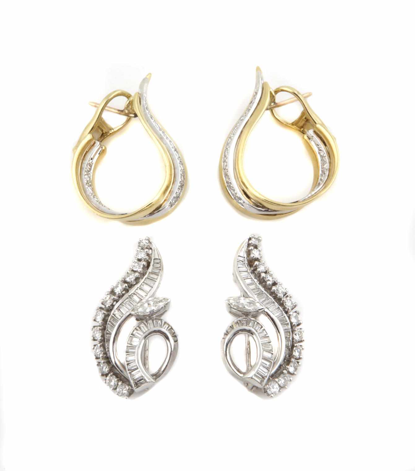 Appraisal: A pair of diamond and k gold earclips together with