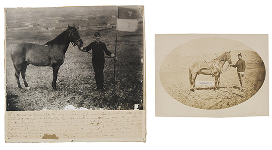 Appraisal: CUSTER GEORGE ARMSTRONG Two photographs of the horse Comanche early