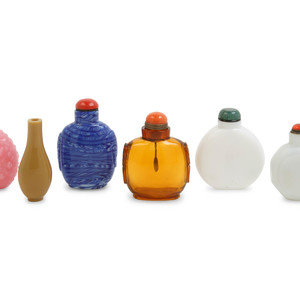 Appraisal: Six Chinese Glass Snuff Bottles LATE TH CENTURY- TH CENTURY