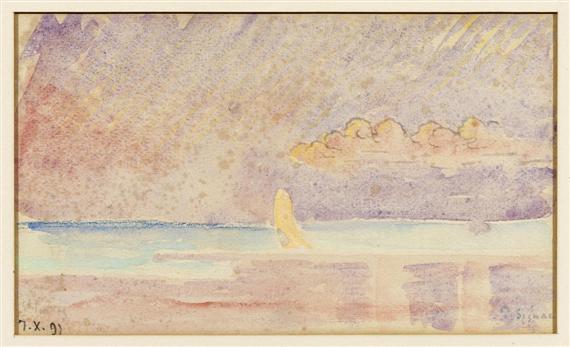 Appraisal: SIGNAC PAUL Paris The lake shore Watercolour on paper laid