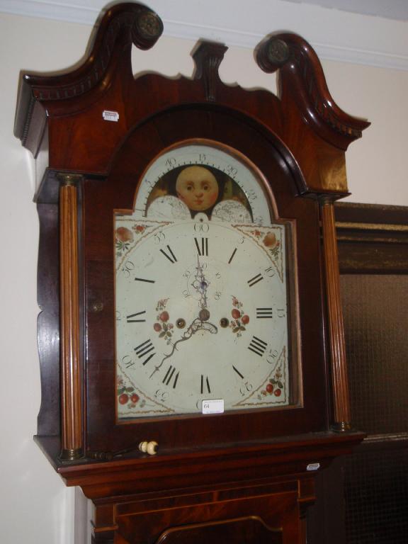 Appraisal: An early thC flamed mahogany longcase clock with swan neck