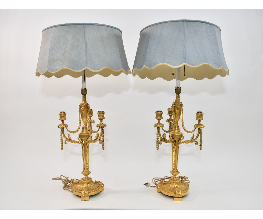 Appraisal: Ornate Pair of Barbedienne Candelabra Ornate pair of Barbedienne French