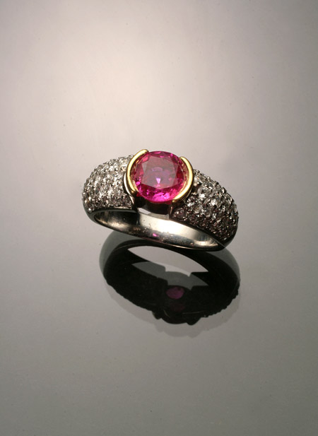 Appraisal: -Karat Yellow-Gold White-Gold Ruby and Diamond Dinner Ring Set with