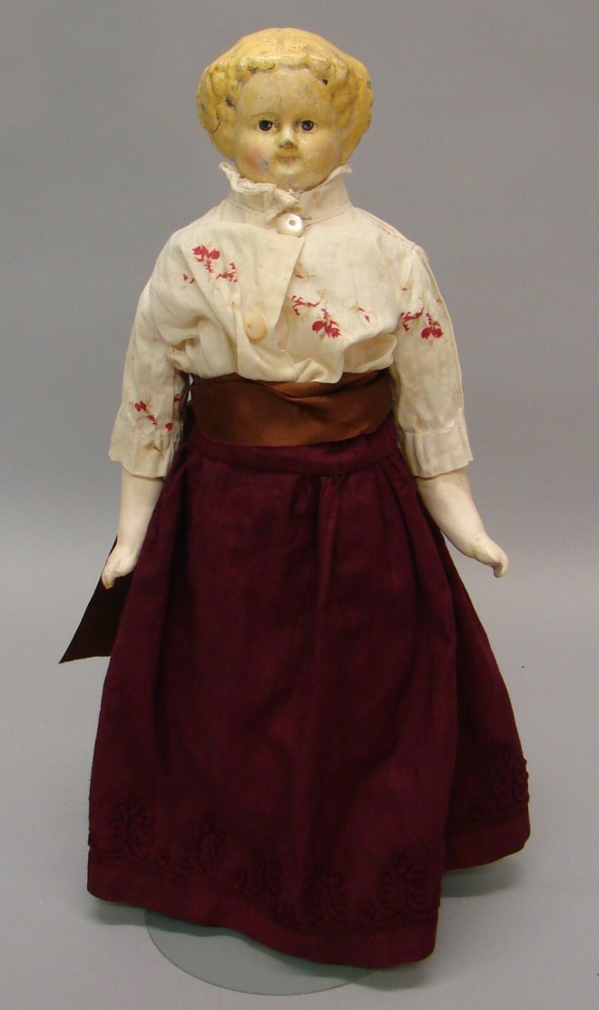 Appraisal: Unmarked papier mache 's Muller Strassburg Superior doll with blonde