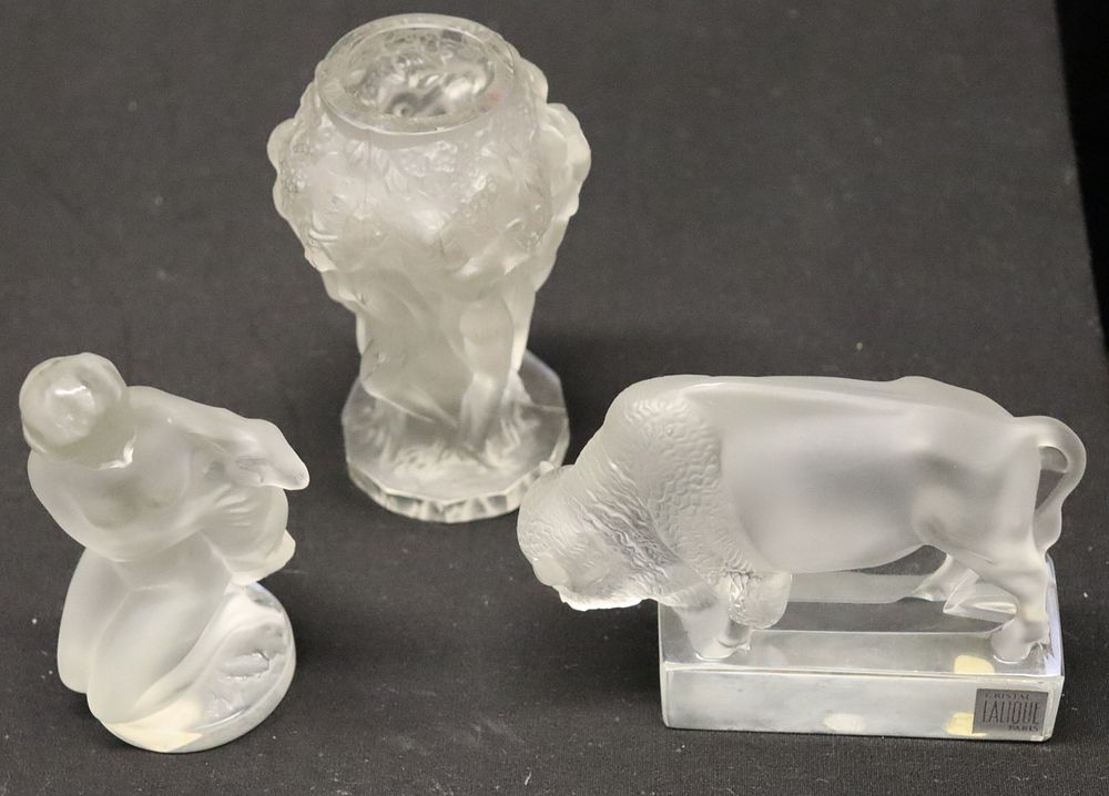 Appraisal: Signed Lalique France Pieces And An Unsigned Lalique style vase