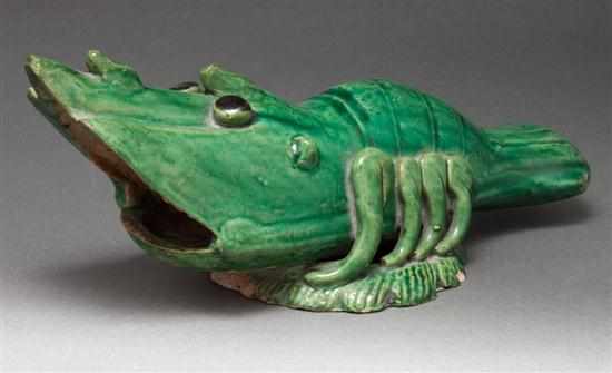 Appraisal: Chinese Export glazed terracotta lobster-form wall pocket late th century