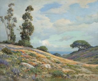 Appraisal: Angel Espoy ''La Jolla'' eucalyptus landscape with wildflowers signed lower