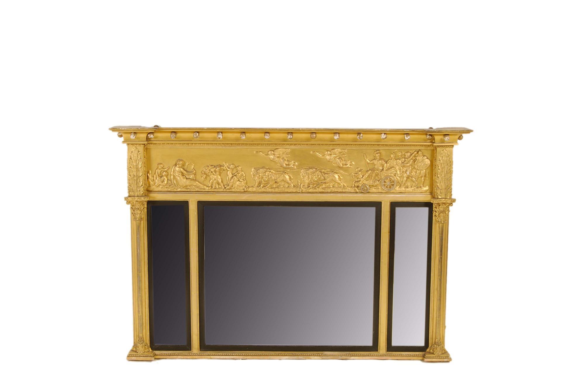 Appraisal: A th century giltwood and gesso overmantel mirror