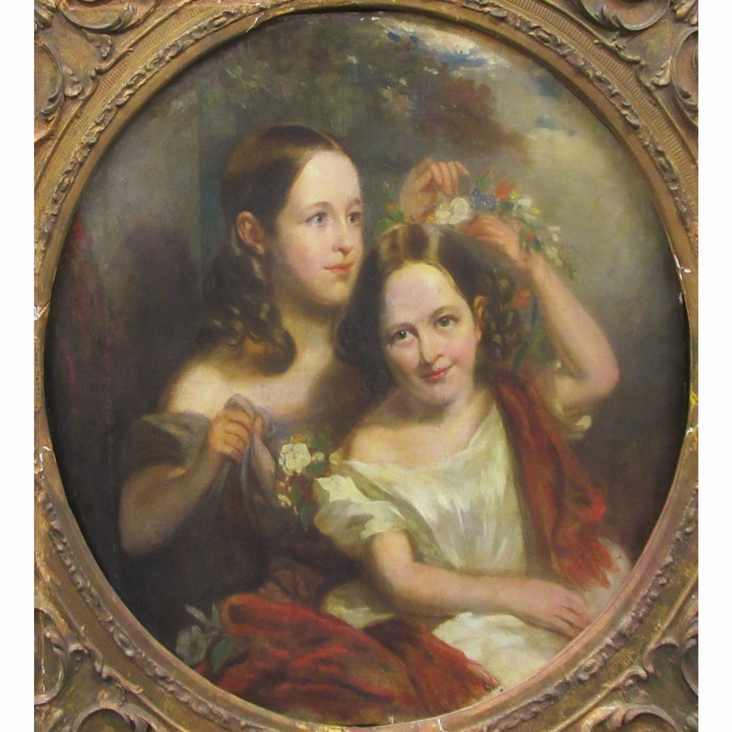 Appraisal: Attributed to Charles Baxter Crowning Her Sister Oil on canvas